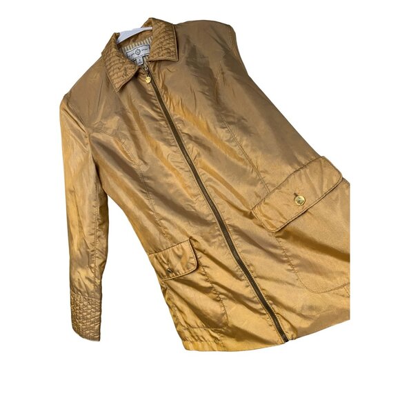VTG St. John Sport Women's Gold Jacket Small Zip Italy Pockets Lined GUC 7346 - Picture 1 of 12